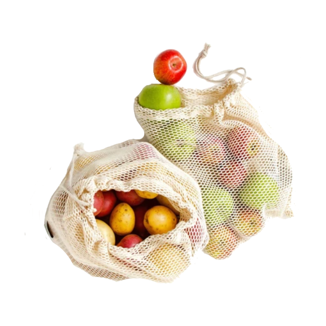 Eco-Friendly Organic Cotton Mesh Produce Bags - Set of 2