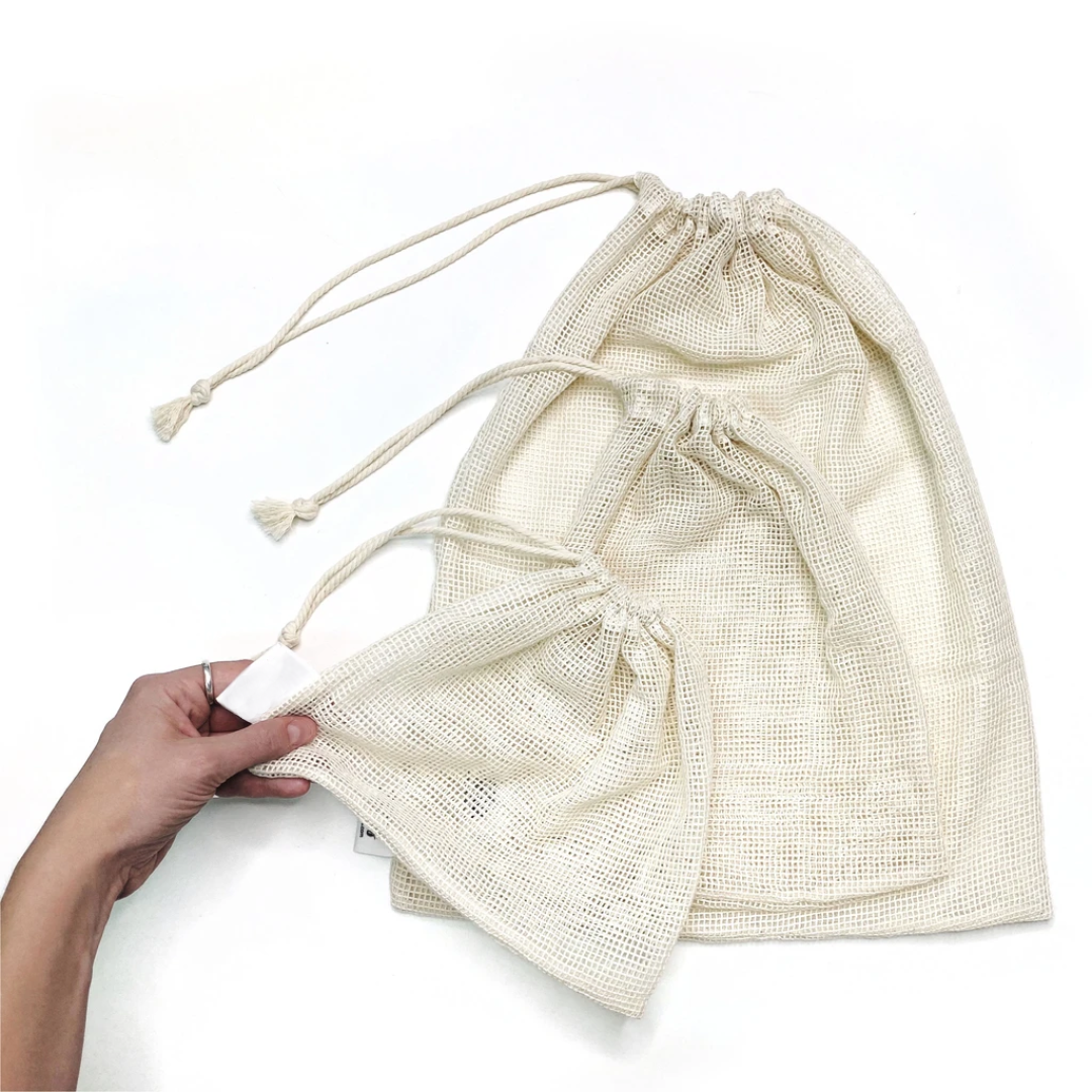 Eco-Friendly Organic Cotton Mesh Produce Bags - Set of 2