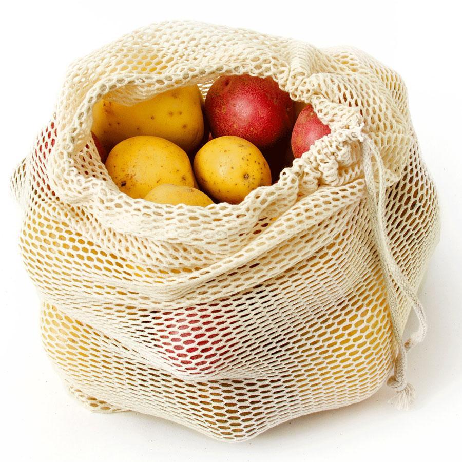 Eco-Friendly Organic Cotton Mesh Produce Bags - Set of 2